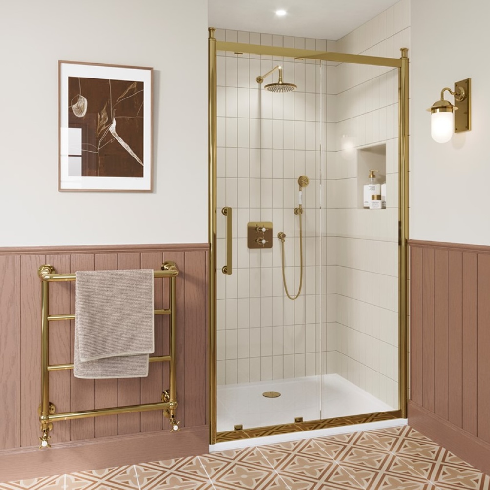 Burlington Classique 1909 1200mm Gold Sliding Shower Door